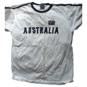 Samsousan Australia Original Soccer Jersey  White & Navy Blue Cotton Size XL